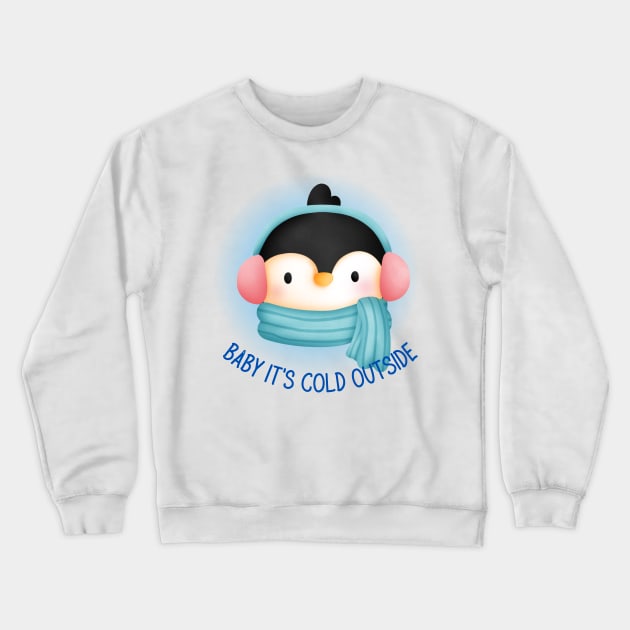 Cute Penguin in Earmuffs Crewneck Sweatshirt by JanesCreations